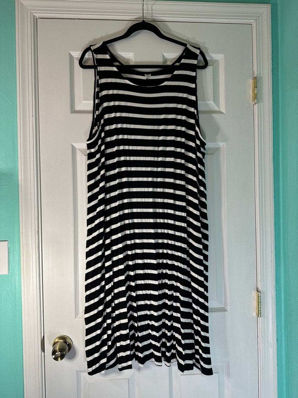 Sleeveless Black and White Striped Women's Dress